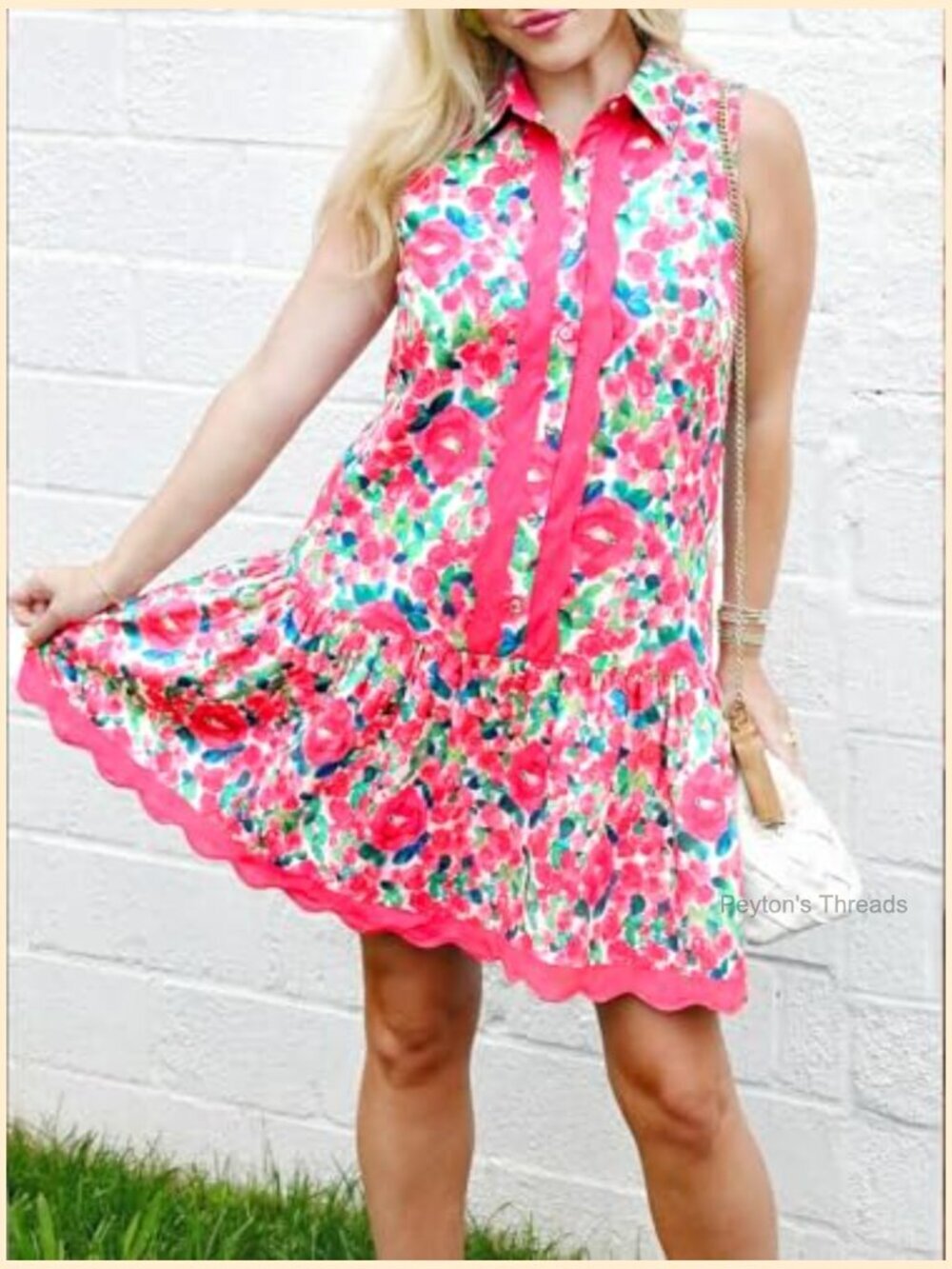 Floral Mini Dress V Neck Sleeveless Ruffle Boho Summer Vacation Outfit - Picture 5 of 7